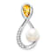 Rhodium Over 10k White Gold Infinity Chain Slide with 1.97 cttw Citrine,
FWC Pearl and Diamond