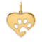 14K Yellow Gold Polished Heart with Paw Print Pendant