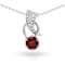 Natural Red Garnet Sterling Silver Round Shape Pendant with Chain