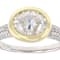 Bezel Set Two-Tone Moissanite Ring In Sterling Silver With 14K Gold Over
Silver Accent