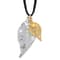 Sterling Silver and 24k Yellow Gold Dipped Double Evergreen Leaf Necklace