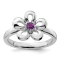 Sterling Silver Stackable Expressions Polished Flower Amethyst Ring 0.10ctw