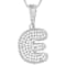 CZ Initial E Bubble Letter Pendant Necklace In Sterling Silver 1.82ctw