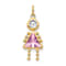 10k Yellow Gold Pink Simulant June Birthstone and Clear Cubic Zirconia
Girl Charm