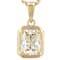 Diamond Simulant Radiant Cut Pendant Necklace In 18K Gold Over Sterling
Silver 3.32ctw