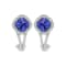 14K White Gold Rectangular Cushion Tanzanite and Diamond Earrings 3.53ctw