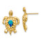 14k Yellow Gold Textured Lab Created Opal Turtle Stud Earrings