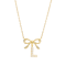 Initial L Bow CZ Necklace In 14K Gold Over Sterling Silver 0.23ctw