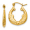 14k Yellow Gold 3/8" Textured Dolphin Hoop Earrings