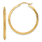14K Yellow Gold 1 5/16" Polished and Diamond-Cut Hoop Earrings