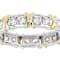 Two-Tone CZ Eternity Band Ring In Platinum And 18K Gold Over Sterling Silver