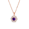18K Rose Gold Over Sterling Silver 7mm Round Amethyst and White Zircon
Pendant 1.95ctw