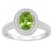 8x6mm Oval Peridot 1/5 ctw Diamond Rhodium Over Sterling Silver Halo Ring