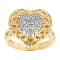 White Diamond 14K Yellow Gold Over Sterling Silver Heart Cluster Ring 0.35ctw