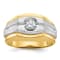 10K Two-tone Yellow and White Gold Men's Polished and Satin Diamond Ring 0.34ctw