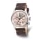 Charles Hubert Men's Stainless Steel Leather Band 46mm Dual Time Watch