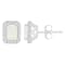 6x4mm Emerald Cut Opal 1/5 ctw Diamond Rhodium Over Sterling Silver Halo
Stud Earrings
