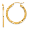 10k Yellow Gold Satin and Diamond-Cut 1" Hoop Earrings