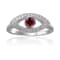 Garnet with Moissanite Accents Rhodium Over Sterling Silver Evil Eye
Halo Ring