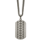 Black Cubic Zirconia Stainless Steel Men's Dog Tag Pendant With Chain