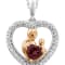 Rhodolite and White Diamond Rhodium over Sterling Silver Mother and
Child Heart Pendant with Chain.