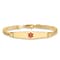 14k Yellow Gold Medical Soft Diamond Shape Red Enamel Curb Link ID Bracelet