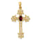 14K Yellow Gold 5x3mm Oval Garnet Cross Pendant