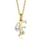 Initial F Pear Shape CZ And Pearl Pendant Necklace In 14K Gold Over Brass