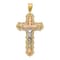 14k Tri-color Gold Polished and Diamond-Cut Crucifix Pendant