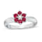 0.43ctw Ruby and Diamond Flower Cluster Ring in 14k White Gold