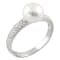 White Cultured Freshwater Pearl Rhodium Over Silver Ring