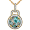 Blue Chalcedony And White Zircon Pendant Necklace In 18K Gold Over
Sterling Silver 3.67ctw