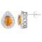 8x5mm Pear Shape Citrine And White Topaz Accent Rhodium Over Sterling
Silver Halo Stud Earrings