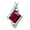 Rhodium Over 10k White Gold 0.65 ctw Cushion Lab Created Ruby and
Diamond Chain Slide Pendant