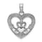 Rhodium Over 14K White Gold Polished/Textured Heart Claddagh Charm