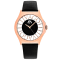 Jivago Women's Fun Black Dial, Rose Bezel, Black Satin Leather Strap Watch