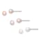 Rhodium Over Sterling Silver 4-5mm White/Pink/Purple FWC Pearl Stud
Earrings Set
