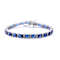 Sapphire Color CZ Tennis Bracelet In White Rhodium Over Brass