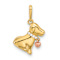 14K Two-tone Gold  Polished Cubic Zirconia Dog with Heart Dangle Pendant
