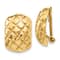 14k Yellow Gold Polished and Textured Quilted Non-Pierced Stud Earrings