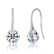 CZ Solitaire Drop Earrings In Rhodium Over Brass