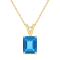 10x8mm Emerald Cut Blue Topaz 14k Yellow Gold Pendant With Chain