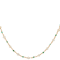 Dainty Pearl And Emerald Station Necklace In 18K Gold Over Sterling Silver