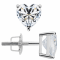 White Cubic Zirconia 14k White Gold Heart Studs With Velvet Gift Box 1.50ctw