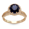 Lab Created Blue Sapphire with White Sapphire 10K Yellow Gold Halo Ring 2.52ctw