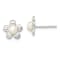 Sterling Silver Polished and Textured Simulated Pearl Flower Post Earrings