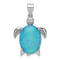 Rhodium Over Sterling Silver Lab Created Opal Inlay Sea Turtle Pendant