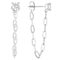CZ Stud ChaIn Earrings In Sterling Silver