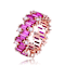 Ruby Color CZ Zig-Zag Band Ring In 18K Rose Gold Over Brass