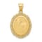 14k Yellow Gold Solid Satin, Polished and Textured Aries Zodiac Oval Pendant
